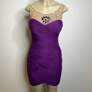 Niteline 6P purple bodycon with pearl sequins